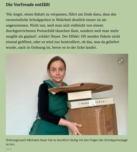 Ausschnit aus dem online Standard zum BlackFriday Interview mit Michaela Heyer